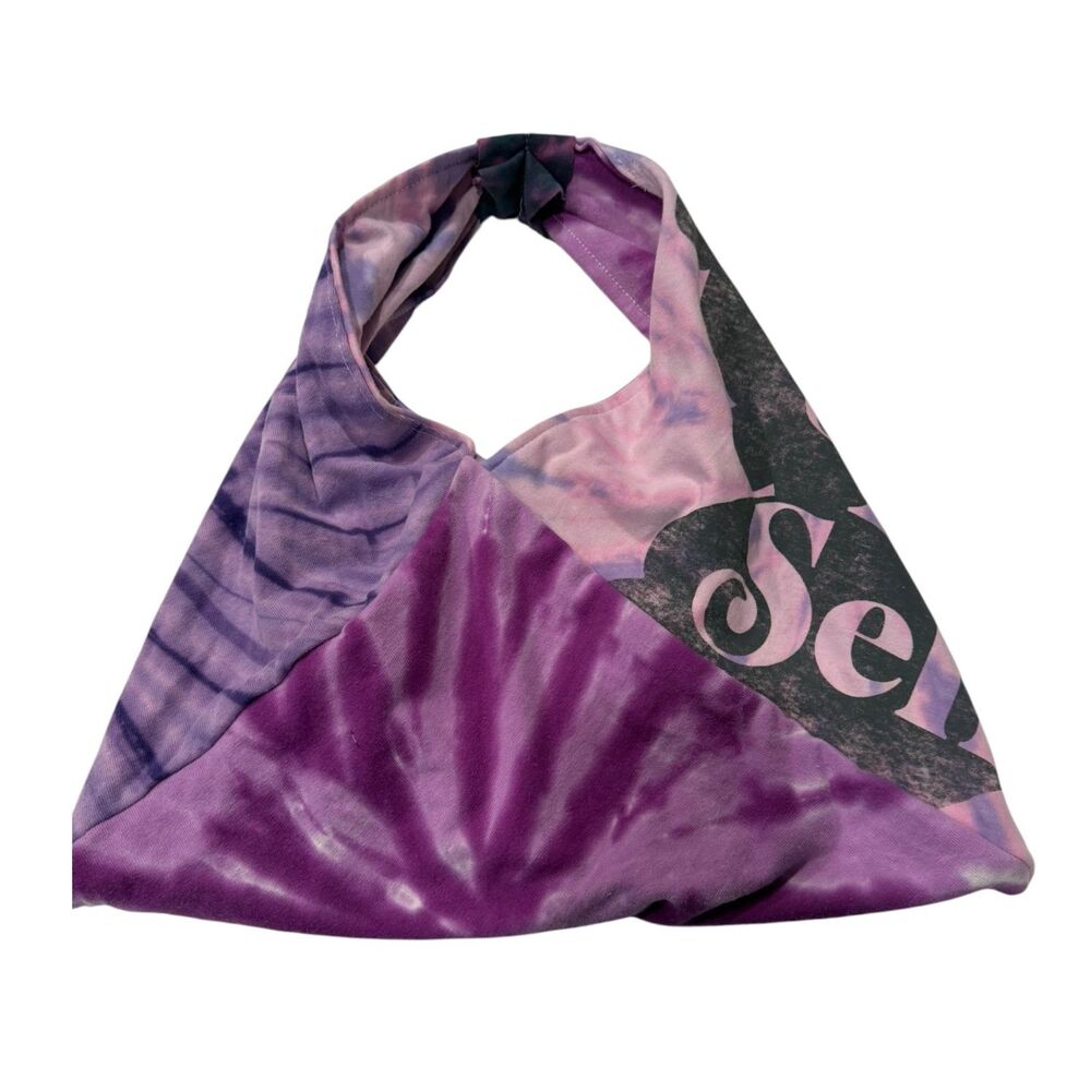 Love Yo Self Purple Tie-Dye Origami Tote Upcycled T-Shirt Bag | Mini Bible Bag